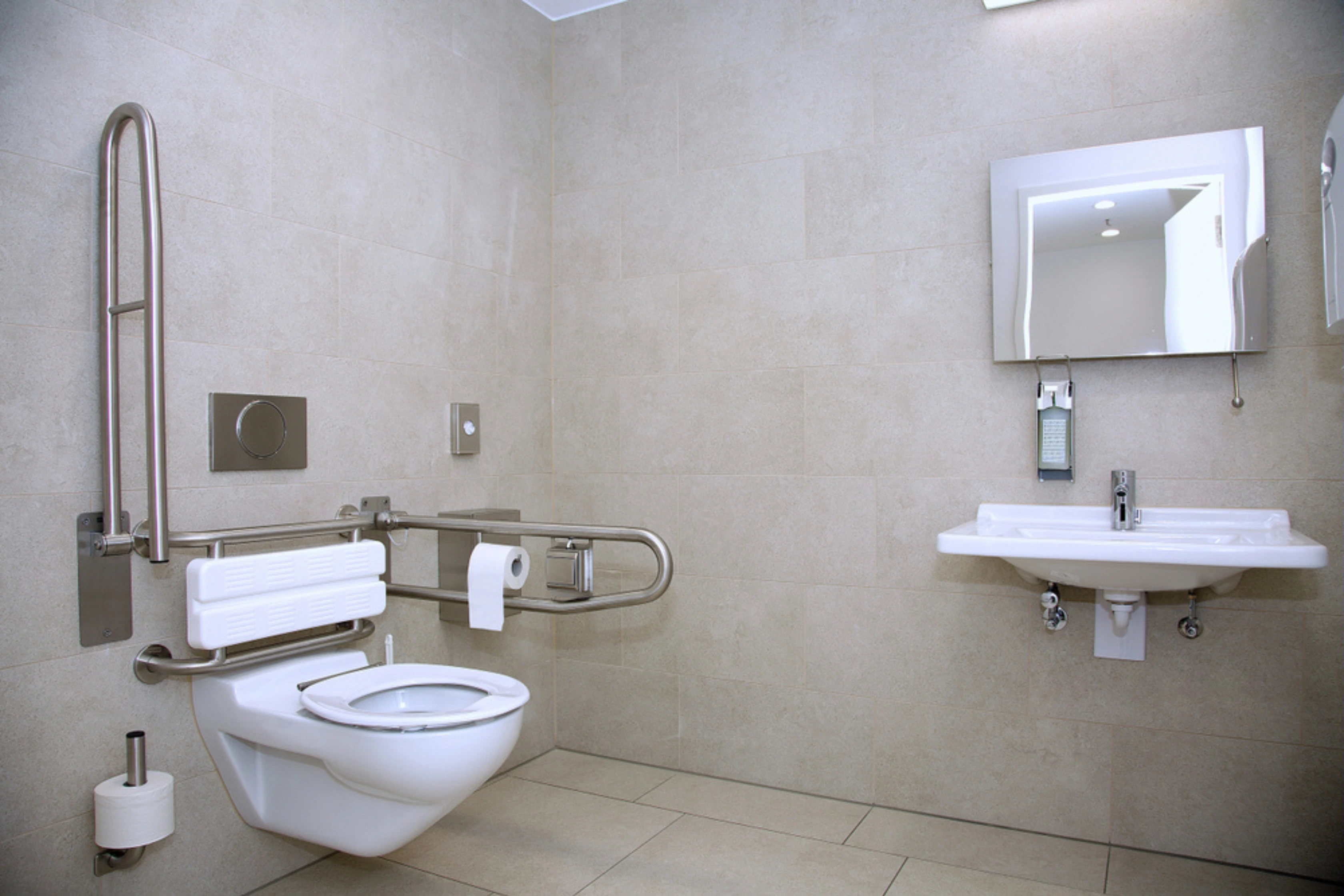 Accessible Bathroom Space Including Toilet And Basin In A Home